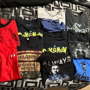 Bundle of 11pcs for Older boy misc t-shirts , Pokémon, Zombie, Starwars , Chicag